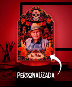 Lámpara Personalizada Día De Muertos Mini Ofrenda Con Foto Negro Transparente - Imagen 6