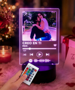 Lámpara Personalizada De Spotify Con Foto Impresa Novios Negro