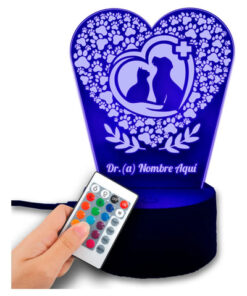 Lampara Veterinario Personalizada Gran Regalo 16 Colores Negro Transparente