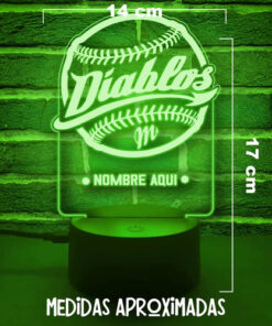 Lampara Personalizada De Diablos Rojos Del Mexico Beisbol Negro Transparente - Imagen 3