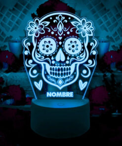 Lampara 3d Calavera Personalizada Día De Muertos Altar - Imagen 5