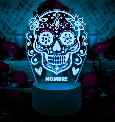 Lampara 3d Calavera Personalizada Día De Muertos Altar - Imagen 5