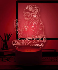 Lámpara Led 3d De Lewis Hamilton 44 Para Fans De Ferrari F1 Negro Transparente - Imagen 4