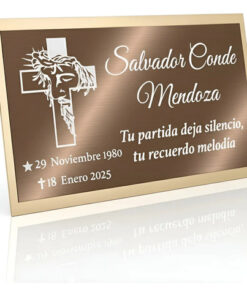Placa Funeraria Grabada Para Urna O Nicho - Aluminio Dorado / Bronce