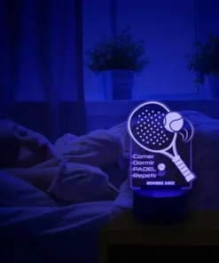 Lampara Personalizada Padel Gran Regalo Para Jugador Deporte Negro Transparente - Imagen 6