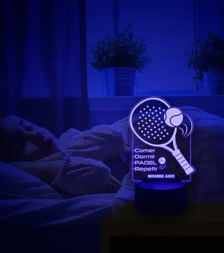 Lampara Personalizada Padel Gran Regalo Para Jugador Deporte Negro Transparente - Imagen 6
