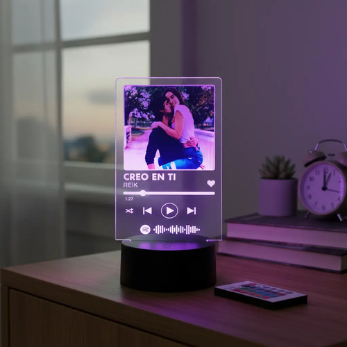 Lámpara Personalizada De Spotify Con Foto Impresa Novios Negro - Imagen 6