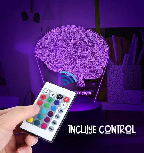 Lampara Personalizada Cerebro Regalo Neurologo / Psicologo Negro Transparente - Imagen 4