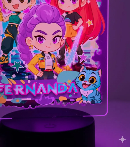 Lámpara Guerreras K Pop Personalizada Super Regalo 7 Colores Negro Transparente - Imagen 6