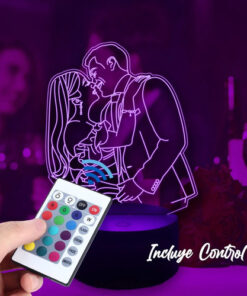 Regalo Novios Lampara Foto Silueta Personalizada Aniversario Negro Transparente - Imagen 4