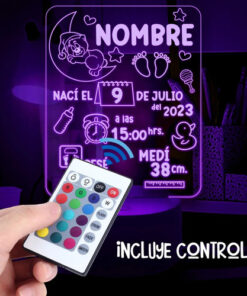 Lampara 3d Nací Pesé Medí Gran Regalo Para Recién Nacido Negro Transparente - Imagen 4