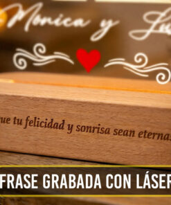 Cuadro Lámpara Con 3 Fotos Regalo Aniversario Novios Amor Marrón - Imagen 5