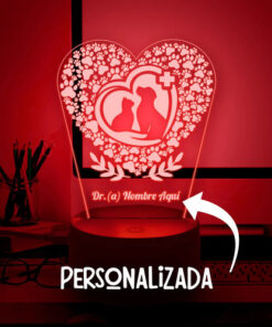 Lampara Veterinario Personalizada Gran Regalo 16 Colores Negro Transparente - Imagen 3