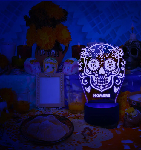 Lampara 3d Calavera Personalizada Día De Muertos Altar - Imagen 2