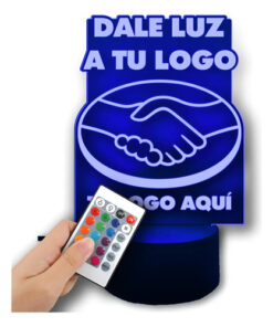 Lámpara Led Con Logo De Tu Negocio O Empresa Grabado Laser Negro Transparente