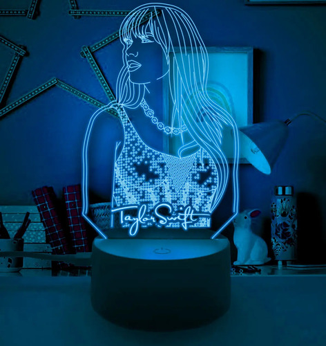 Lampara Led 3d Taylor Swift Gran Regalo Para Fan Eras Tour Negro Transparente - Imagen 4