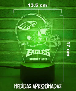 Lampara 3d Casco Aguilas De Filadelfia Nfl Personalizada Negro Transparente - Imagen 3