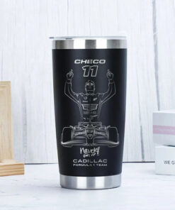 Termo Checo 11 Cadillac Grabado Laser Never Give Up F1 Negro - Imagen 6