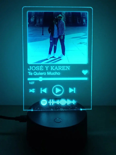 Lámpara Personalizada De Spotify Con Foto Impresa Novios Negro - Imagen 7