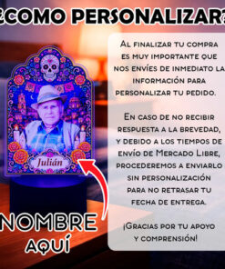 Lámpara Personalizada Día De Muertos Mini Ofrenda Con Foto Negro Transparente - Imagen 3