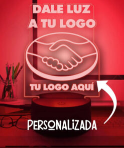 Lámpara Led Con Logo De Tu Negocio O Empresa Grabado Laser Negro Transparente - Imagen 2