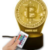 Lampara 3d Bitcoin Personalizada 16 Colores Incluye Control Negro Transparente