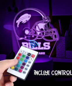 Lampara 3d Personalizada De Los Bills De Buffalo Regalo Nfl Negro Transparente - Imagen 4