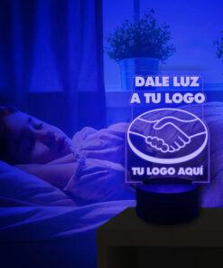Lámpara Led Con Logo De Tu Negocio O Empresa Grabado Laser Negro Transparente - Imagen 6