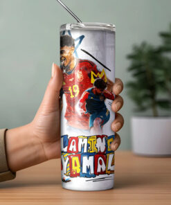 Termo Lamine Yamal España Skinny Incluye Popote Regalo Fans Blanco - Imagen 5