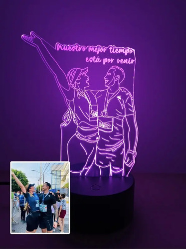 Lampara Led Foto Personalizada, Cumpleaños, Pareja, Regalo Negro Transparente - Imagen 7