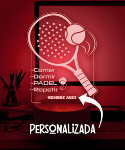 Alternative view of Lampara Personalizada Padel Gran Regalo Para Jugador Deporte Negro Transparente