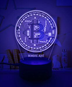 Lampara 3d Bitcoin Personalizada 16 Colores Incluye Control Negro Transparente - Imagen 4