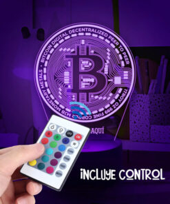 Lampara 3d Bitcoin Personalizada 16 Colores Incluye Control Negro Transparente - Imagen 6