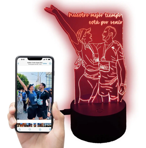 Lampara Led Foto Personalizada, Cumpleaños, Pareja, Regalo Negro Transparente - Imagen 10