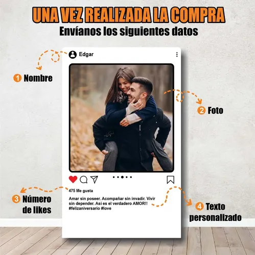 Lampara Instagram Regalo Perfecto Aniversario / Cumpleaños Café Transparente - Imagen 5