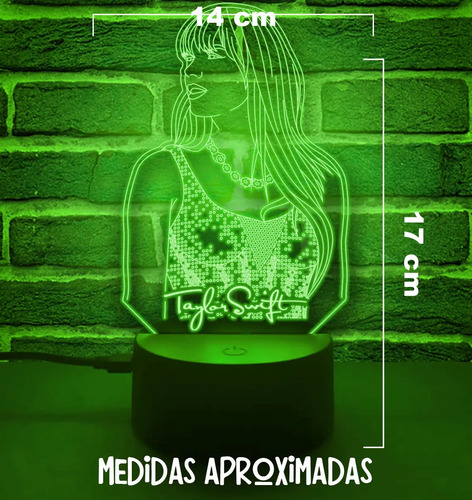 Lampara Led 3d Taylor Swift Gran Regalo Para Fan Eras Tour Negro Transparente - Imagen 3