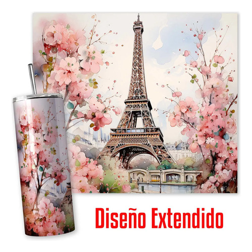 Termo Para Café Torre Eiffel / Paris Con Popote Metálico Torre - Imagen 2