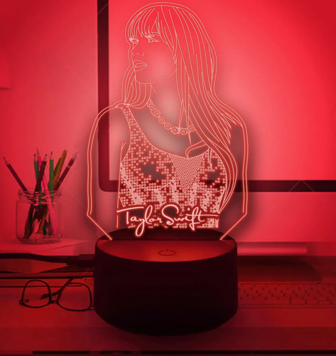 Lampara Led 3d Taylor Swift Gran Regalo Para Fan Eras Tour Negro Transparente - Imagen 5