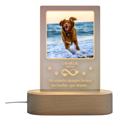 Lámpara Conmemorativa Personalizada Para Mascotas | Recuerdo Marrón Claro Transparente - Imagen 2