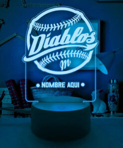 Lampara Personalizada De Diablos Rojos Del Mexico Beisbol Negro Transparente - Imagen 4