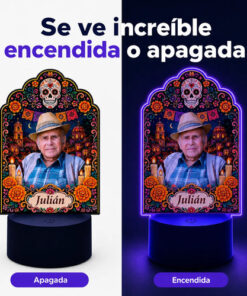 Lámpara Personalizada Día De Muertos Mini Ofrenda Con Foto Negro Transparente - Imagen 5