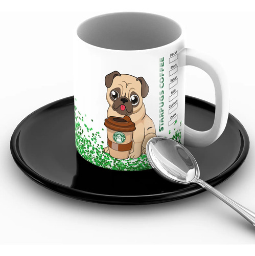 Taza Para Café De Starpugs / Pug / Tipo Starbucks Increible Blanco Starpugs - Imagen 5