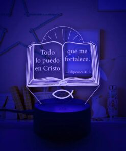 Lampara Cristiana Todo Lo Puedo En Cristo Que Me Fortalece Negro Transparente - Imagen 4