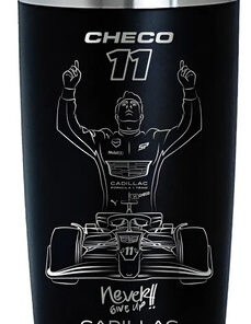 Termo Checo 11 Cadillac Grabado Laser Never Give Up F1 Negro - Imagen 3