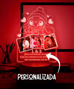 Regalo Aniversario Novios Lámpara Con 3 Fotos Y Frase Amor Negro Transparente - Imagen 4