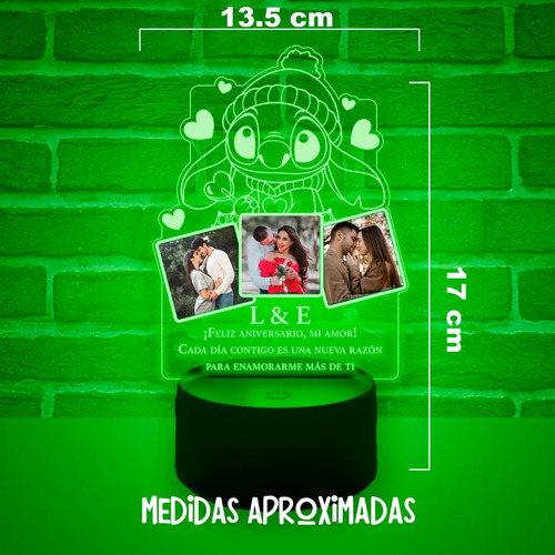 Regalo Aniversario Novios Lámpara Con 3 Fotos Y Frase Amor Negro Transparente - Imagen 5