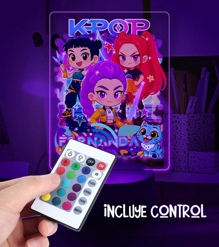 Lámpara Guerreras K Pop Personalizada Super Regalo 7 Colores Negro Transparente - Imagen 3