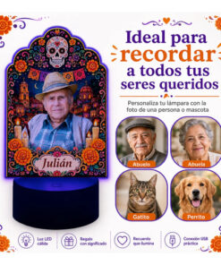 Lámpara Personalizada Día De Muertos Mini Ofrenda Con Foto Negro Transparente - Imagen 2