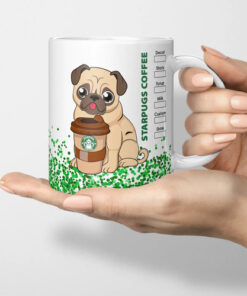 Taza Para Café De Starpugs / Pug / Tipo Starbucks Increible Blanco Starpugs - Imagen 3