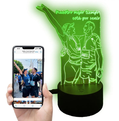 Lampara Led Foto Personalizada, Cumpleaños, Pareja, Regalo Negro Transparente - Imagen 8